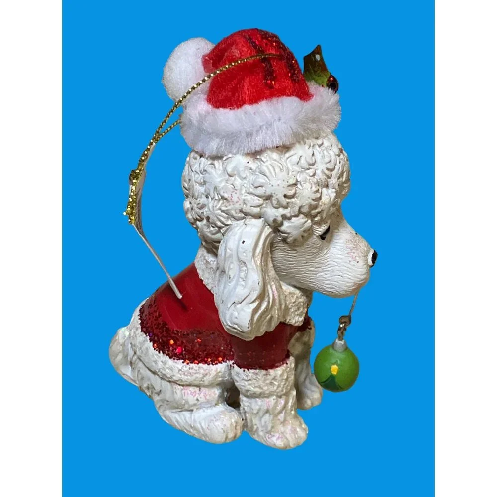 Pier 1 White Poodle Holiday Dog Resin Christmas Ornament